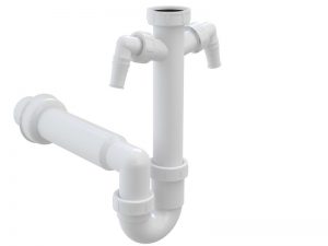 Sifón drezový trubkový s prevlečnou maticou G 6/4" a dvomi prípojkami, prietok 60l/min., DN50 Sifóny PLAST drezové